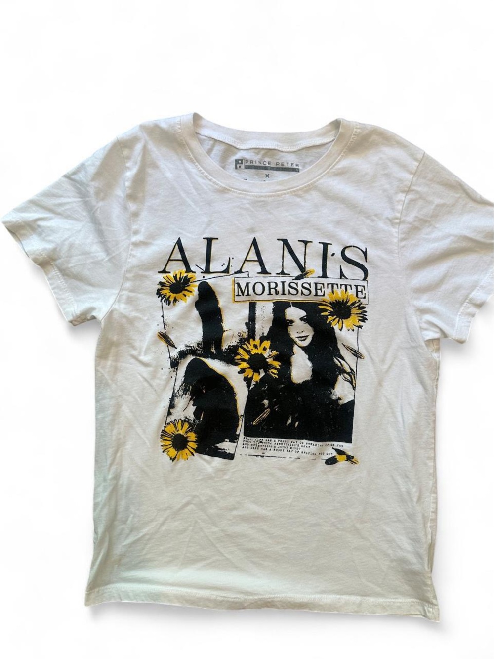 Prince Peter Collection White Alanis Morissette Graphic Tee with Yellow Accents